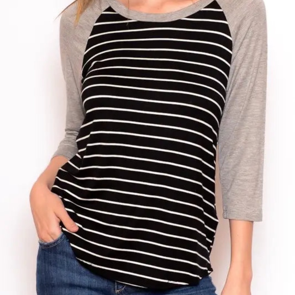 Striped baseball tee